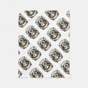 Victorian Steampunk Deep Sea Diver Red Roses Fleece Blanket