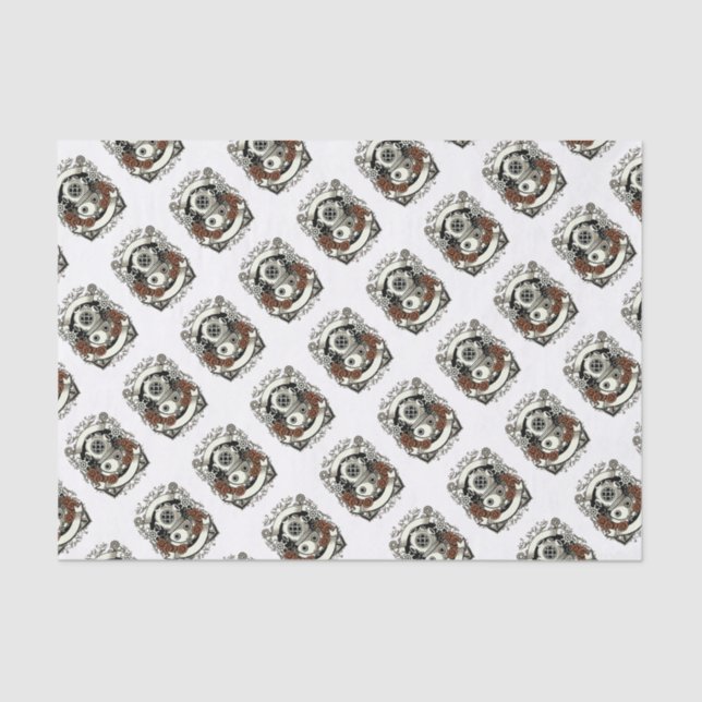 Victorian Steampunk Deep Sea Diver Red Roses Tissue Paper (Front)