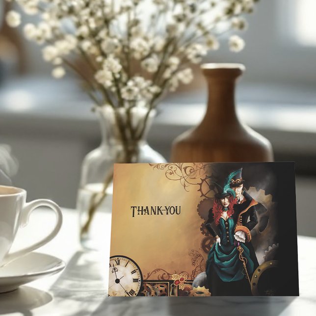 Victorian Steampunk Elegance Wedding Thank You Card (Creator Uploaded)