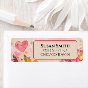 Victorian Steampunk Flowers Hearts Return Address Label