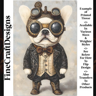 Victorian Steampunk French Bulldog AS8 Decoupage Tissue Paper