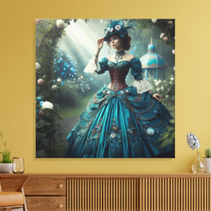 Victorian Steampunk Garden Lady Canvas Print