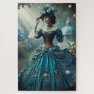 Victorian Steampunk Garden Lady Jigsaw Puzzle