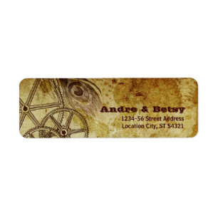Victorian Steampunk (Gears & Feather) Address Return Address Label