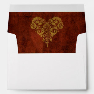 Victorian Steampunk Gears Heart Wedding Envelopes