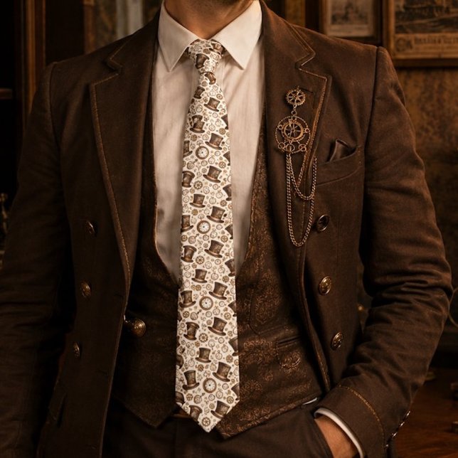 Victorian Steampunk Hat and Clockwork Pattern Tie (Creator Uploaded)