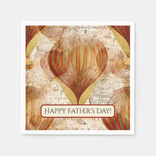 Victorian Steampunk Hot Air Balloons Father's Day Napkin