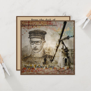 Victorian Steampunk Inventor Scientist Telescope Card