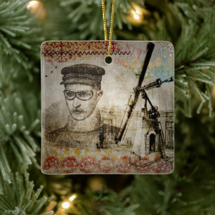 Victorian Steampunk Inventor Scientist Telescope Ceramic Ornament