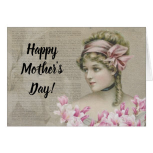 Victorian Steampunk Lady Pink Newspaper