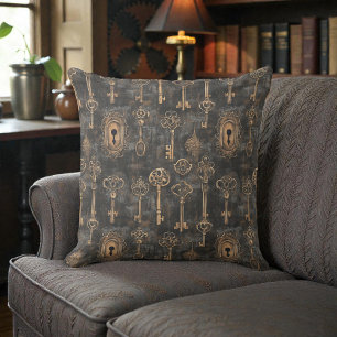 Victorian Steampunk Metal Keys Cushion