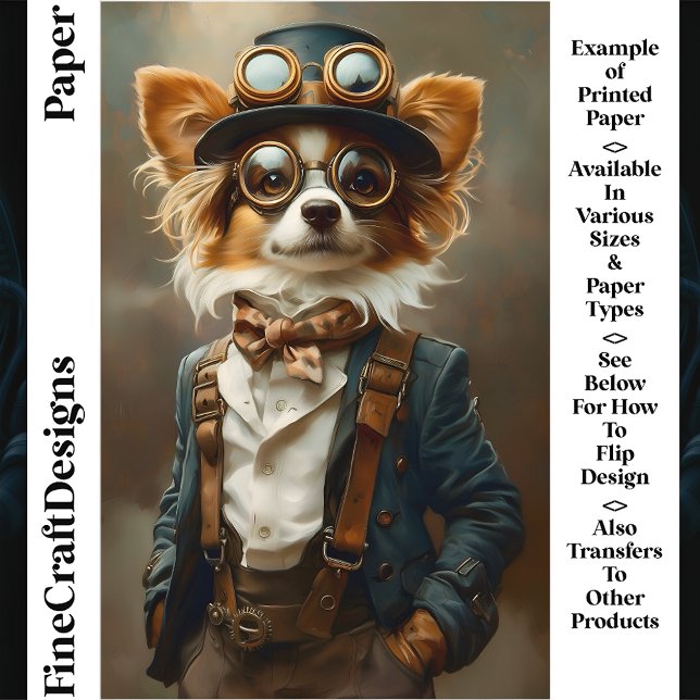 Victorian Steampunk Papillon Dog CP8 Craft Paper (Creator Uploaded)