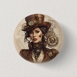 Victorian Steampunk Portrait of a Woman 3 Cm Round Badge