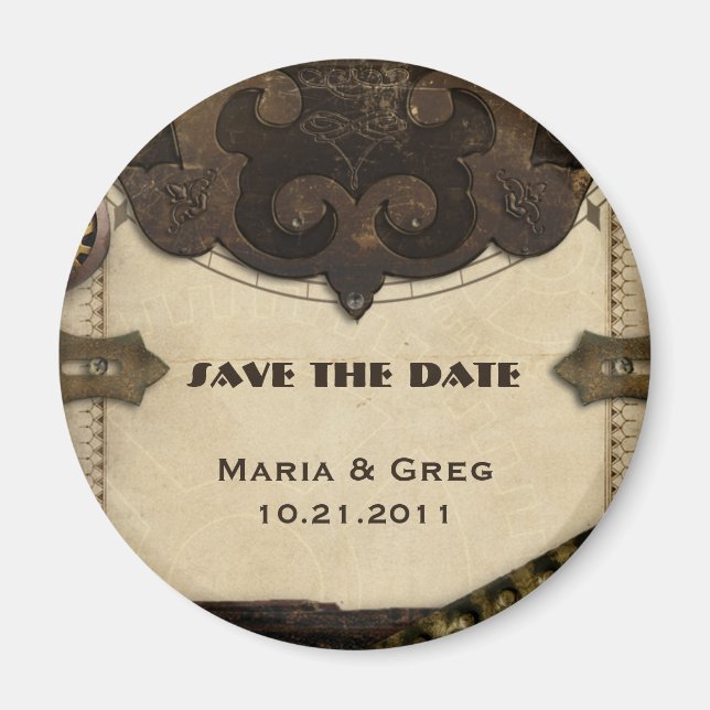 Victorian Steampunk Save The Date Magnet (Front)