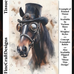 Victorian Steampunk Stallion Horse DF2L Decoupage Tissue Paper