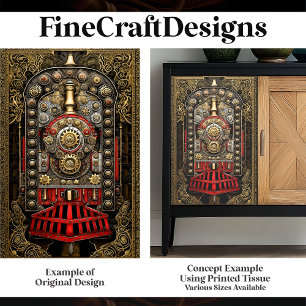 Victorian Steampunk Train Engine G8 Decoupage Tissue Paper