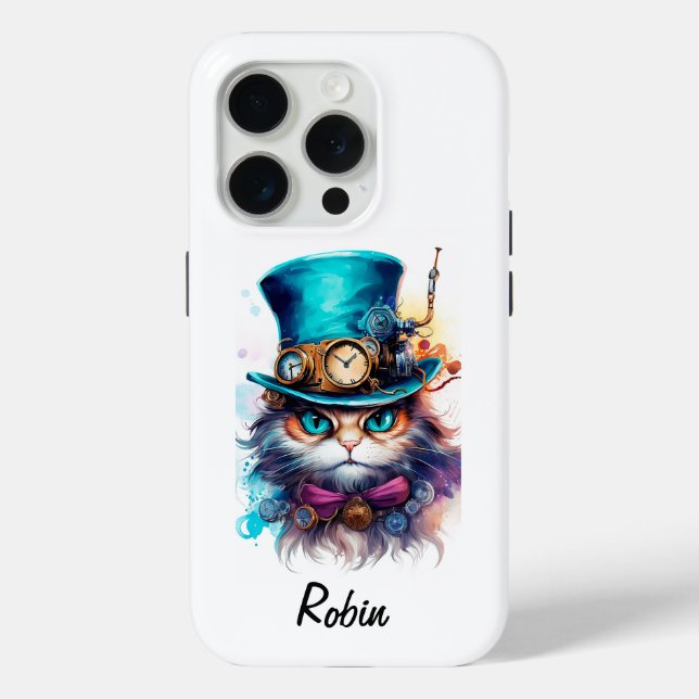 Victorian Steampunk Vibrant Colours Cat Case-Mate iPhone Case (Back)