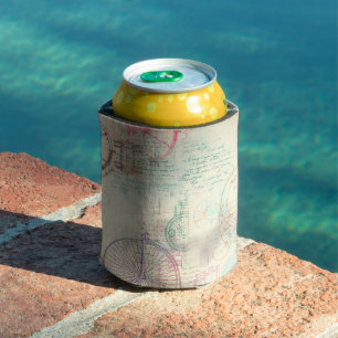 Victorian Steampunk Watercolor Grunge Pastel Can Cooler