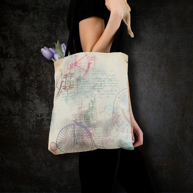 Victorian Steampunk | Watercolor Grunge Pastel Tote Bag (Creator Uploaded)