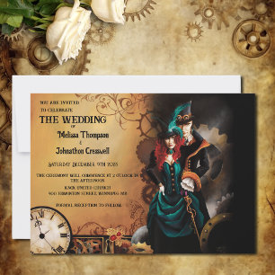Victorian Steampunk Wedding Invitation