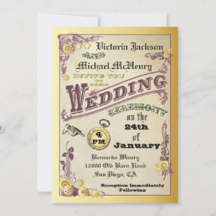 Victorian Steampunk Wedding Invitations