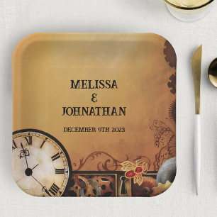Victorian Steampunk Wedding Paper Plate