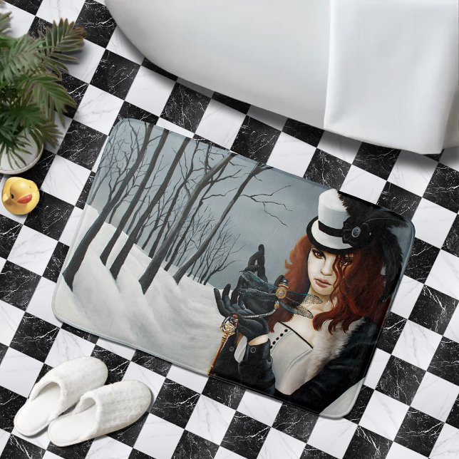 Victorian Steampunk Winter Dragonfly Key Gothic Bath Mat (Creator Uploaded)