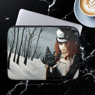 Victorian Steampunk Winter Dragonfly Key Gothic Laptop Sleeve