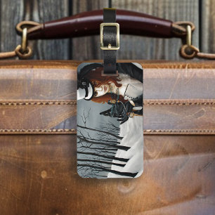 Victorian Steampunk Winter Dragonfly Key Gothic Luggage Tag