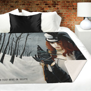 Victorian Steampunk Winter Dragonfly Key Gothic Sherpa Blanket