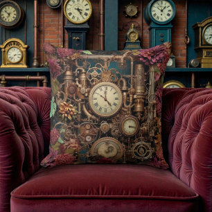 Victorian Steampunk with Flowers Cushion