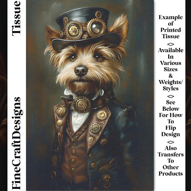 Victorian Steampunk Yorkie Portrait CJ1 Decoupage Tissue Paper (Creator Uploaded)
