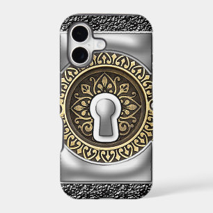 Victorian steel and gold key hole