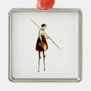 Victorian Stilt Walker Woman Metal Tree Decoration
