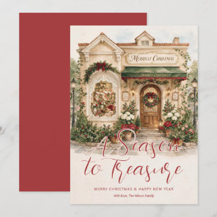 Victorian Storefront Christmas Burgundy TMF26 Holiday Card