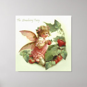 Victorian “Strawberry Fairy” in a Leafy Garden  Canvas Print