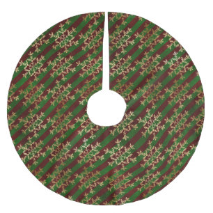 Victorian Stripes and Snowflakes  Brushed Polyester Tree Skirt