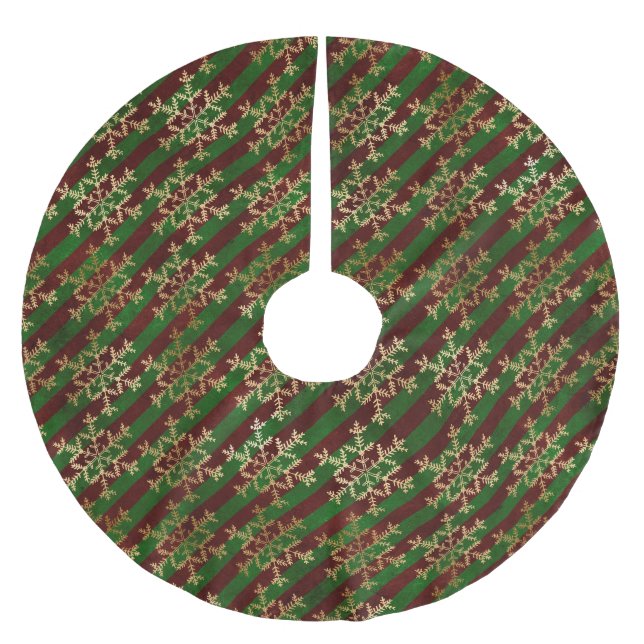 Victorian Stripes and Snowflakes  Brushed Polyester Tree Skirt (Front)