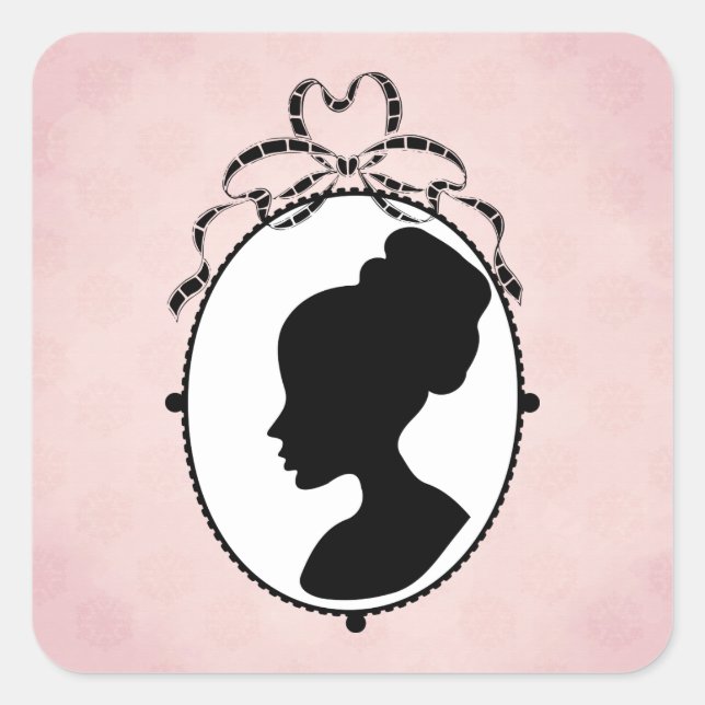 Victorian Style 60s Cameo Square Sticker (Front)