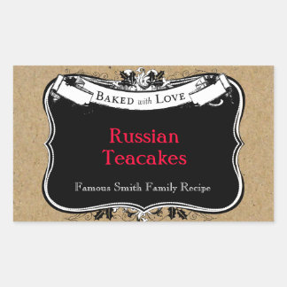 Victorian Style Baked with Love Cookie Label