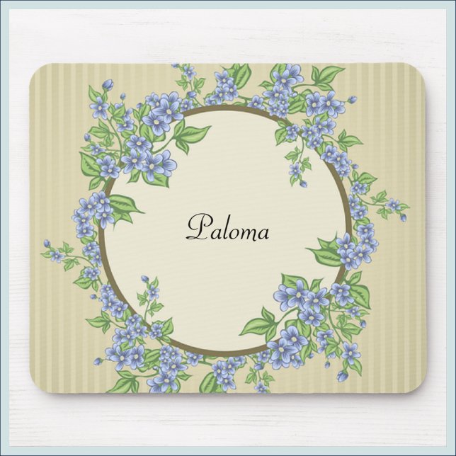Victorian Style Blue Flower Wreath Mouse Pad (Creator Uploaded)