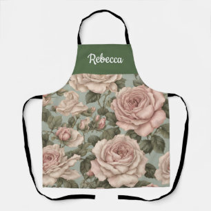 Victorian Style Country Garden Rose Print Apron