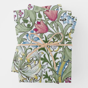 Victorian Style Elegant Flowers with Leaves  Wrapping Paper Sheet