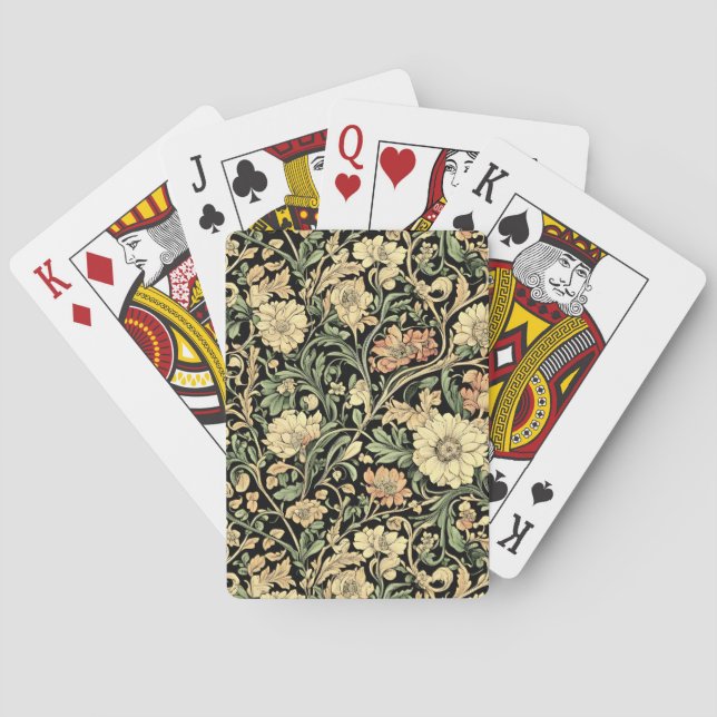 Victorian-style floral pattern  playing cards (Back)