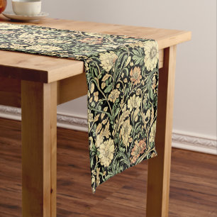 Victorian-style floral pattern short table runner