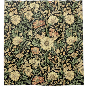 Victorian-style floral pattern shower curtain