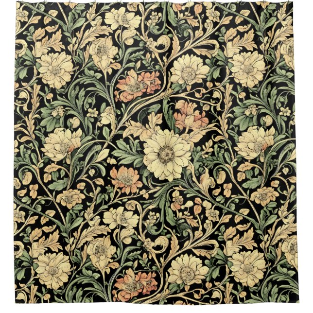 Victorian-style floral pattern  shower curtain (Front)