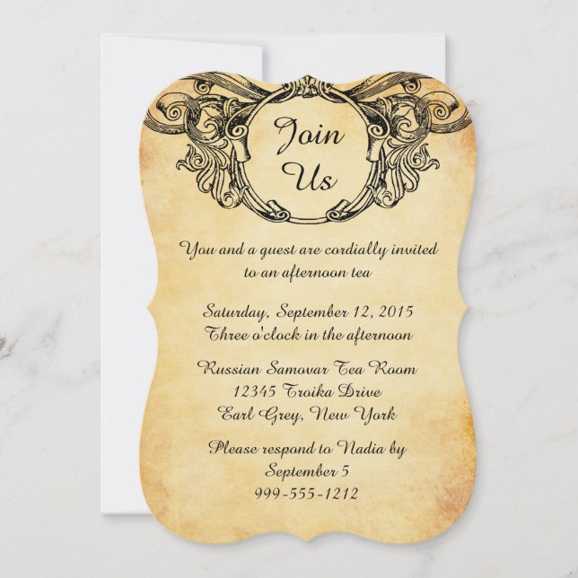 Victorian Style High Tea Invitations (Front)