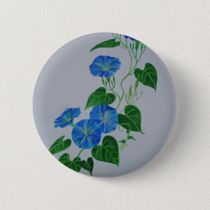 Victorian Style Morning Glory Wildflower Vine 6 Cm Round Badge
