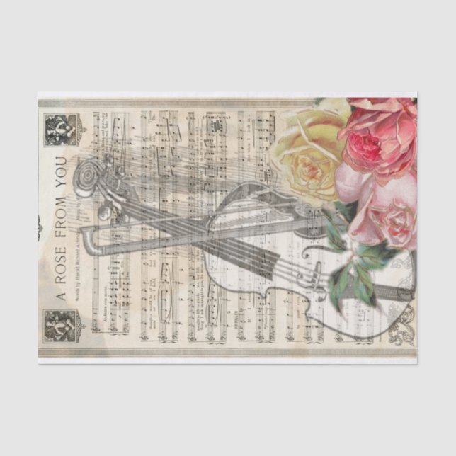Victorian Style Violin Sheet Music and Roses (Front)